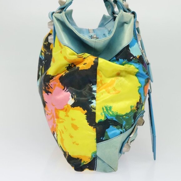 BALENCIAGA The Giant Brief Hand Bag Nylon Light Blue Silver Auth 132399 - Picture 4 of 16